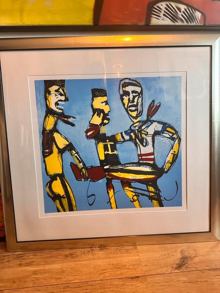 Herman Brood - Voetballers  ( zeldzaam ), Antiek en Kunst, Kunst | Litho's en Zeefdrukken, Ophalen