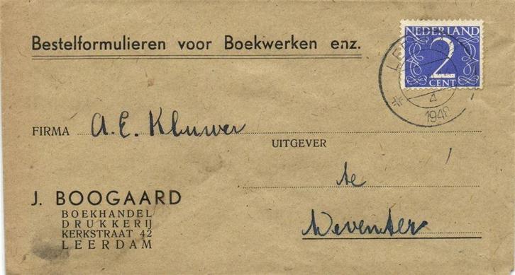 J. Boogaard, Leerdam - 07.1948 - enveloppe, Postzegels en Munten, Brieven en Enveloppen | Nederland, Envelop, Ophalen of Verzenden