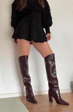 GRATIS VERZENDEN NIEUWE BORDEAUX LEREN OVERKNEE LAARZEN 41, Hoge laarzen, Verzenden, Nieuw, Rood