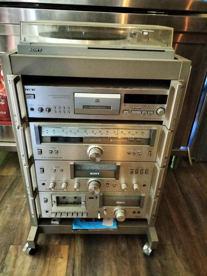 Sony toren in kast op wieltjes, Audio, Tv en Foto, Stereo-sets, Gebruikt, Cassettedeck, Cd-speler, Tuner of Radio, Sony, Losse componenten