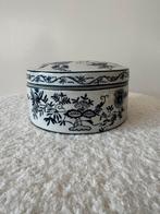 Porseleinen pot met deksel - Blauw wit bloemmotief, Ophalen of Verzenden