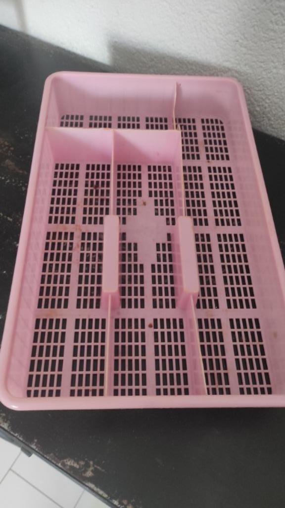 Vintage bestekbak lichtroze kunststof, Huis en Inrichting, Keuken | Keukenbenodigdheden, Gebruikt, Ophalen of Verzenden