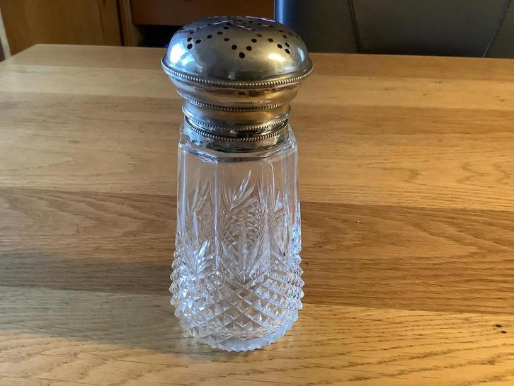 Prachtige antieke suikerstrooier kristal met zilver, Antiek en Kunst, Antiek | Glas en Kristal, Ophalen of Verzenden