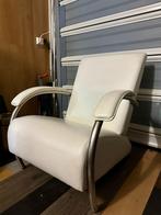 Leolux Kopie: 2 Witte Leren Fauteuils met Chroom, Huis en Inrichting, Fauteuils, Ophalen, Gebruikt, Leer, 75 tot 100 cm