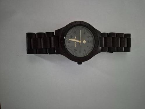 Woodwatch notenhout, Sieraden, Tassen en Uiterlijk, Horloges | Heren, Gebruikt, Polshorloge, Overige merken, Overige materialen