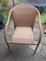 4 Plastic Riet Terrasstoelen, Tuin en Terras, Ophalen, Gebruikt, Plastic, Stapelbaar