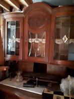 Leuk buffet vitrine kastje met glas en lood en geslepen glas, Glas, Ophalen of Verzenden, Zo goed als nieuw