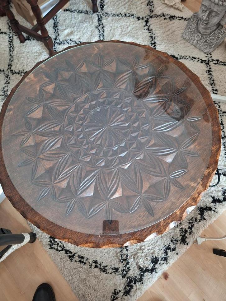 Aziatisch Bijzettafeltje met Glasplaat, Antiek en Kunst, Antiek | Meubels | Tafels, Ophalen
