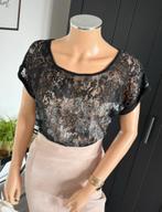 ZUS VAN SIL kanten top zwart/zilver maat S, Kleding | Dames, Zwart, Ophalen of Verzenden, Zo goed als nieuw, Korte mouw