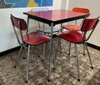 Retro vintage formica stoelen en tafel, Huis en Inrichting, Stoelen, Ophalen, Gebruikt, Rood
