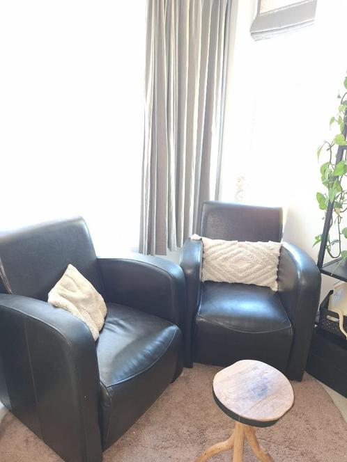 2 mooie, leren fauteuils, Huis en Inrichting, Fauteuils, Zo goed als nieuw, Leer, 50 tot 75 cm, 75 tot 100 cm, Ophalen