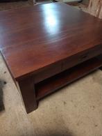 Stevige vierkante salontafel donker bruin, Huis en Inrichting, Tafels | Salontafels, 50 tot 100 cm, Vierkant, Zo goed als nieuw