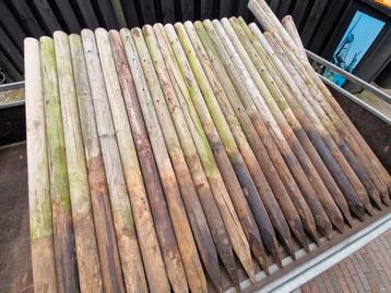 25 ronde houten palen, met punt. 160cm beschikbaar voor biedingen