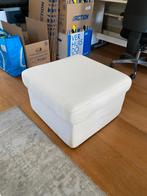 Witte poef met opbergruimte, Ophalen, Vierkant, 75 tot 100 cm, Stof