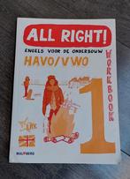 All Right! havo/vwo engels voor de onderbouw workbook 1, Ophalen of Verzenden, Engels