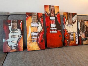 Canvas print schilderijen set Gitaren en Muziek beschikbaar voor biedingen