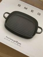 Smeg Gietijzeren grillpan zwart 26cm, Huis en Inrichting, Keuken | Potten en Pannen, Ophalen of Verzenden