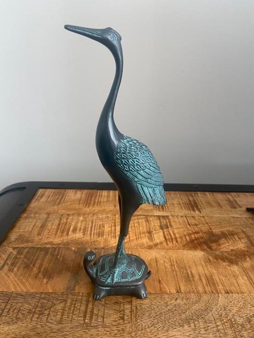 Kraanvogel op schildpad., Antiek en Kunst, Kunst | Designobjecten, Ophalen of Verzenden