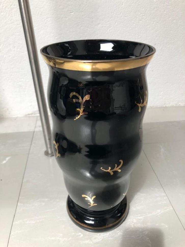 Boom, Doyen vaas vintage 50-ies zwart België H 29cm Art Deco, Huis en Inrichting, Woonaccessoires | Vazen, Zo goed als nieuw, Zwart