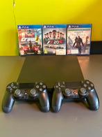 PlayStation 4 Slim + 2 Controller + 3 games + headset, Ophalen of Verzenden, Zo goed als nieuw, Met 2 controllers, Slim