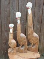 Houten Vogel Beelden Set, Antiek en Kunst, Kunst | Beelden en Houtsnijwerken, Ophalen of Verzenden