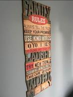 Groot houten wandbord Family Rules - 120 x 46 cm, Huis en Inrichting, Woonaccessoires | Tekstborden en Spreuken, Ophalen