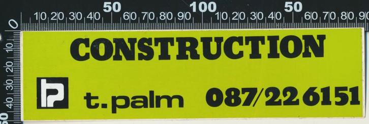 Sticker: Palm Construction, Verzamelen, Stickers, Zo goed als nieuw, Bedrijf of Vereniging, Ophalen of Verzenden