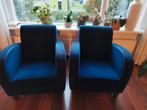 Twee blauwe stoelen - zitten heerlijk!, Huis en Inrichting, Fauteuils, Ophalen, Gebruikt, Stof
