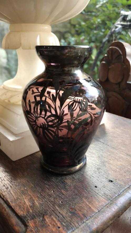 Mini glazen vaasje met decor, Antiek en Kunst, Antiek | Vazen, Ophalen of Verzenden
