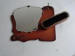 Gangspiegeltje halspiegeltje met kledingborstel antiek, Antiek en Kunst, Antiek | Spiegels, Ophalen of Verzenden, Rechthoekig
