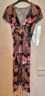 Vrolijke zomer jurk zwart roze kap mouw maat 44, Made in Italy, Zwart, Maat 42/44 (L), Ophalen of Verzenden
