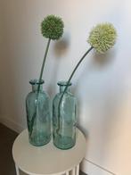 2 grote vazen met 2 bloemen, Ophalen of Verzenden, Zo goed als nieuw, Glas, Minder dan 50 cm