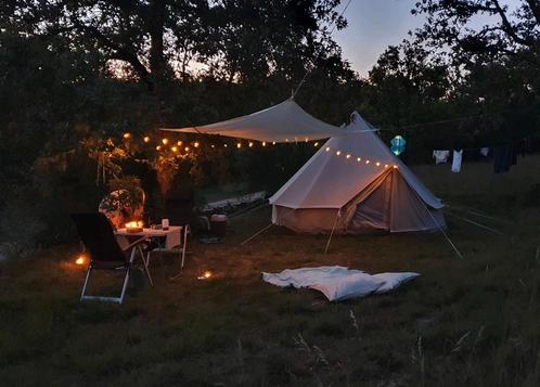 Bell tent te huur - eventueel met campinguitrusting, Caravans en Kamperen, Tenten, tot en met 4, Zo goed als nieuw, Ophalen