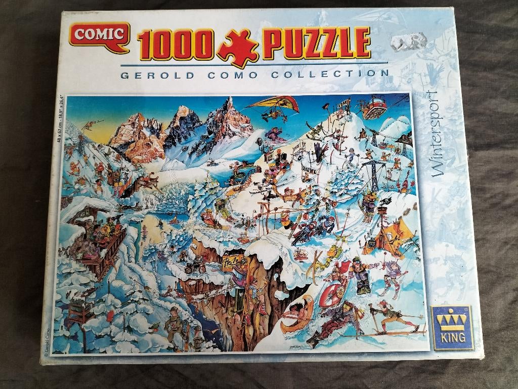 Comic puzzel Wintersport - Gerald Como Collection / 1000 st., Ophalen of Verzenden, 500 t/m 1500 stukjes, Zo goed als nieuw, Legpuzzel