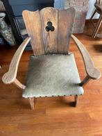 Vintage Houten Armstoel, Ophalen, Gebruikt, Minder dan 75 cm, 50 tot 75 cm