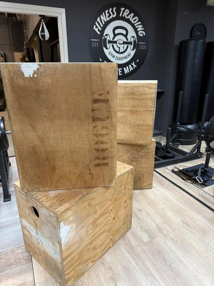 Set 4 Grote zware houten CrossFit plyo boxen, Roque Fitness, Sport en Fitness, Fitnessmaterialen, Gebruikt, Overige typen, Ophalen of Verzenden