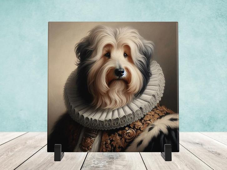 Barok Stijl - Bearded Collie tegel, Huis en Inrichting, Woonaccessoires | Overige, Nieuw, Verzenden