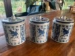 Vintage Delfts blauw voorraadpot set koffie suiker thee, Overige materialen, Blauw, Ophalen of Verzenden, Zo goed als nieuw