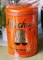 Vintage antiek beschuitblik “De Bijenkorf” Surhuisterveen, Verzamelen, Ophalen of Verzenden, Gebruikt, Beschuit, Overige merken