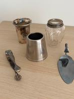 Oude lepelvaasjes, suikertang en taartschep, Antiek en Kunst, Ophalen of Verzenden, Zilver