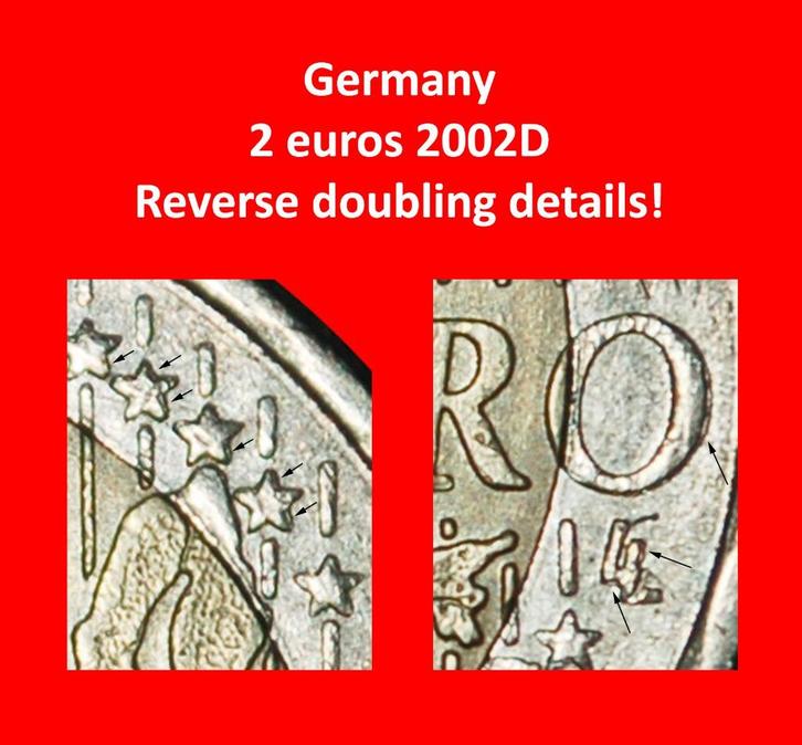Ⰶ PHALLIC TYPE 2002-2006: GERMANY 2 EUROS 2002D DOUBLE STARS, Postzegels en Munten, Munten | Europa | Euromunten, Losse munt, 2 euro
