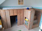 Steigerhouten Half Hoogslaper 90x200 met Speelhut, Ophalen, 85 tot 100 cm, Gebruikt, Hoogslaper of Stapelbed