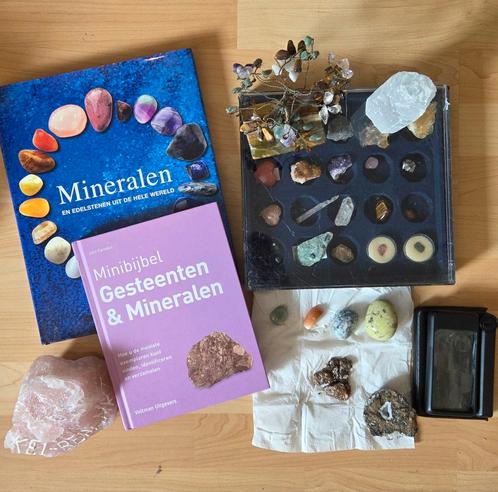 Verzameling edelstenen en mineralen + boeken + vergrootglas, Sieraden, Tassen en Uiterlijk, Edelstenen, Zo goed als nieuw, Ophalen of Verzenden