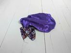 Paarse bonnet met bloemenprint, Kleding | Dames, Ophalen of Verzenden, Zo goed als nieuw, One size fits all, Hoed