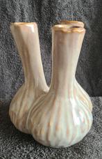 Tulpenvaas, toetervaas, vaas. Beige, goud gestreept, Huis en Inrichting, Woonaccessoires | Vazen, Overige kleuren, Aardewerk of Porselein