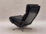 Vintage fauteuil Leolux zwart leren draaistoel easy chair, Huis en Inrichting, Fauteuils, Ophalen, Gebruikt, ., 75 tot 100 cm