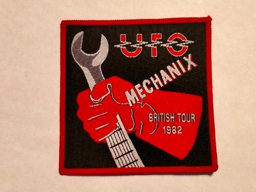 UFO Mechanix British Tour 1982 vintage patch metal embleem, Verzamelen, Muziek, Artiesten en Beroemdheden, Nieuw, Kleding, Ophalen of Verzenden