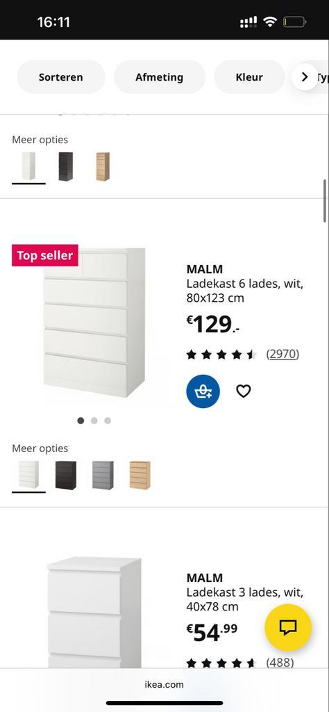 Ikea Malm ladekast, 5 hoog, 80x123 cm, Huis en Inrichting, Kasten | Dressoirs, Gebruikt, 50 tot 100 cm, 25 tot 50 cm, Met lade(s)