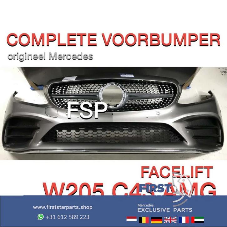 W205 C205 S205 C43 AMG Voorbumper Facelift Mercedes C Klasse, Auto-onderdelen, Carrosserie en Plaatwerk, Bumper, Mercedes-Benz