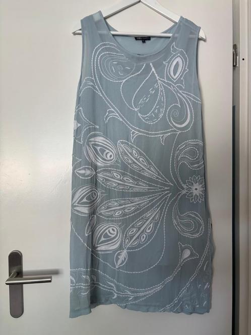 Geborduurde jurk Didi maat L met bijpassend lang onderhemd, Kleding | Dames, Jurken, Gedragen, Maat 38/40 (M), Blauw, Boven de knie